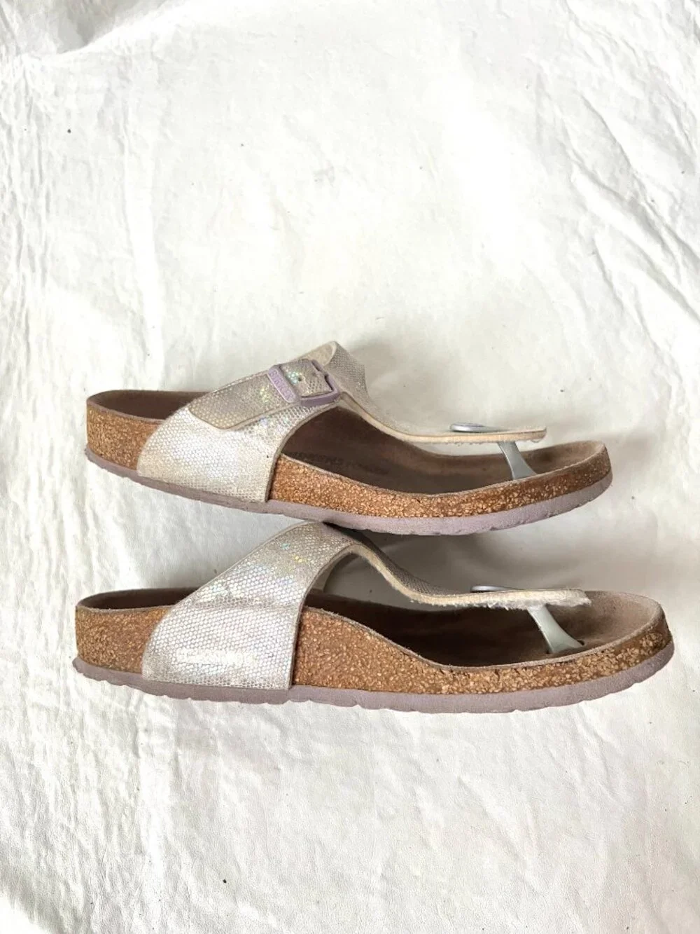 Birkenstock sandals Gizeh EU 34 kids 3 3.5 silver holographic snake birko flor